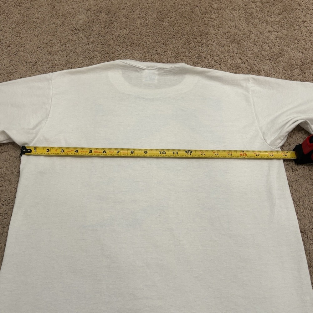 Vintage 1990 Snowy Mountains Art T-Shirt Men's Medium White Ski Snow 80s USA - Picture 6 of 7